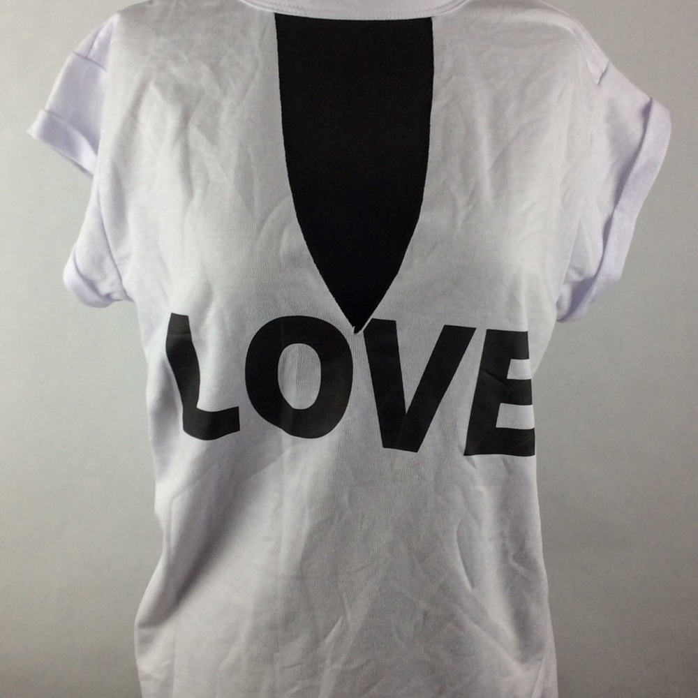 Miss Popular Women’s Large White Slit V-Neck NWOT